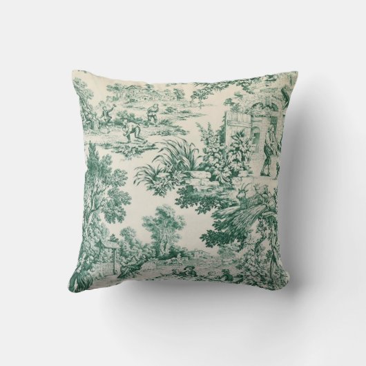Toile de Jouy verte クッション (裏面)
