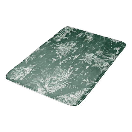 Toile de Jouy verte バスマット (アングル)