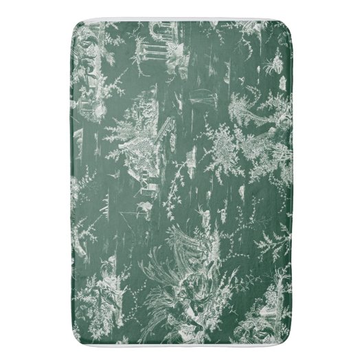 Toile de Jouy verte バスマット (正面縦)