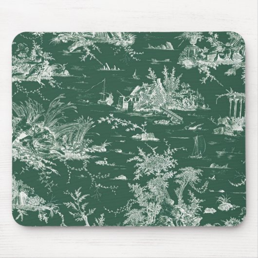 Toile de Jouy verte マウスパッド (正面)