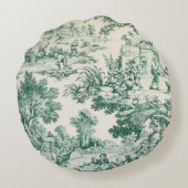 Toile de Jouy verte ラウンドクッション (裏面)