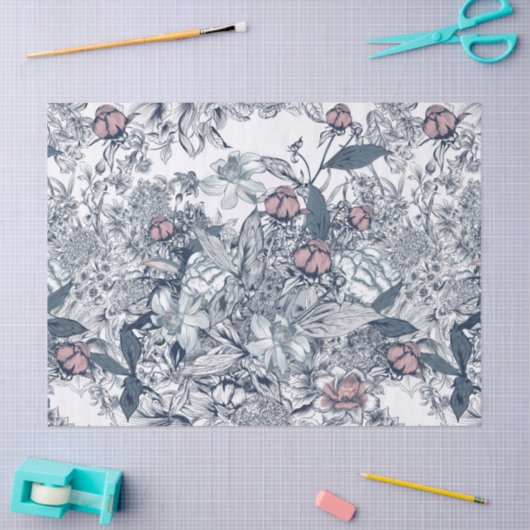 Toile-De-Jouy Vintage French Pattern 薄葉紙 (クラフト)