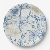 Toile-De-Jouy Vintage French Pattern Wedding  ペーパープレート (正面)