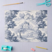 Toile du Jouy Blue Faux French  薄葉紙 (クラフト)
