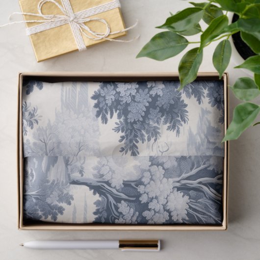 Toile du Jouy Blue Faux French  薄葉紙 (ギフト)