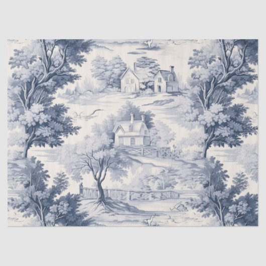 Toile du Jouy Blue Faux French  薄葉紙 (正面)