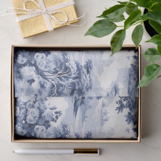 Toile du Jouy Blue Faux French  薄葉紙 (ギフト)