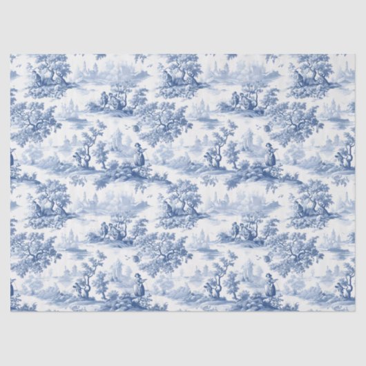 Toile du Jouy Blue Faux French 薄葉紙 (正面)
