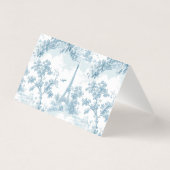 Toile Dusty Blue Bow bridal shower place card (裏面)