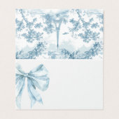 Toile Dusty Blue Bow bridal shower place card (外部フラット)