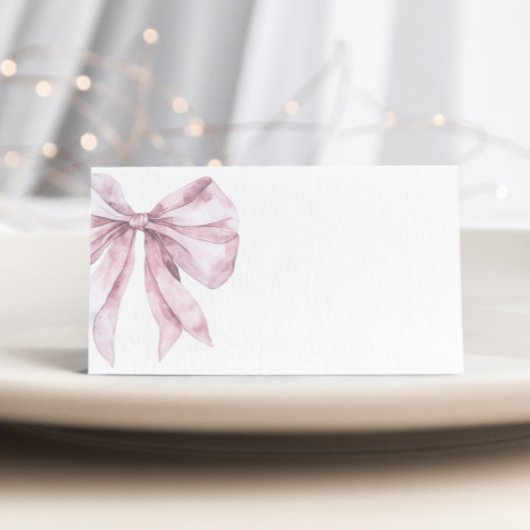 Toile Dusty pink Bow bridal shower place cards