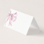 Toile Dusty pink Bow bridal shower place cards (正面)