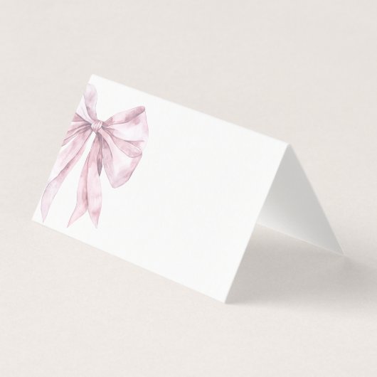 Toile Dusty pink Bow bridal shower place cards (正面)