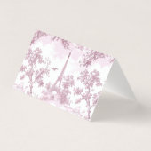 Toile Dusty pink Bow bridal shower place cards (裏面)