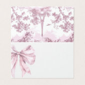 Toile Dusty pink Bow bridal shower place cards (外部フラット)