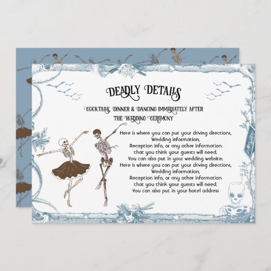 Toile Halloween Gothicスケルトン詳細情報 招待状 (正面/裏面)