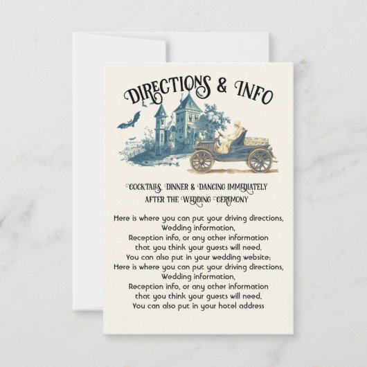 Toile Halloween Skeleton Driving Directions情報 招待状 (正面)