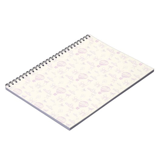 Toile Hot Air-Balloon And Bows Seamless Pattern ノートブック (左側)