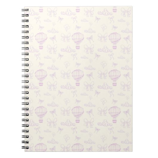 Toile Hot Air-Balloon And Bows Seamless Pattern ノートブック (正面)