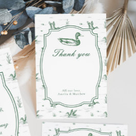 Toile Mallard Duck Gender Neutral Baby Shower エンクロージャーカード