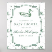 Toile Mallard Duck Gender Neutral Baby Shower ポスター (正面)