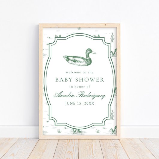 Toile Mallard Duck Gender Neutral Baby Shower ポスター