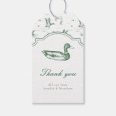 Toile Mallard Duck Neutral Baby Shower Favor ギフトタグ (正面)
