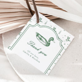 Toile Mallard Duck Neutral Baby Shower Favor フェイバータグ
