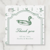 Toile Mallard Duck Neutral Baby Shower Favor フェイバータグ (正面)