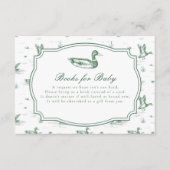 Toile Mallard Duck Neutral Gingham Baby Shower エンクロージャーカード (正面)