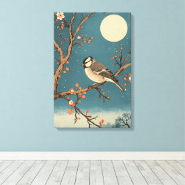 Toile Moonlit Bird on Blossom Branch キャンバスプリント