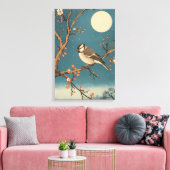 Toile Moonlit Bird on Blossom Branch キャンバスプリント (インサイチュ (リビング))