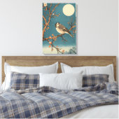 Toile Moonlit Bird on Blossom Branch キャンバスプリント (インサイチュ (寝室))
