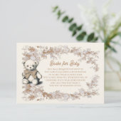 Toile Neutral Teddy Bear Books forベビー 招待状 (スタンド正面)