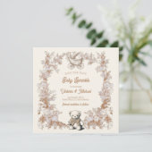 Toile Neutral Teddy Bear Carriage Save the Date 招待状 (スタンド正面)