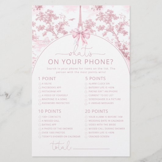 Toile Paris what's on your phone pink bridal game (正面)