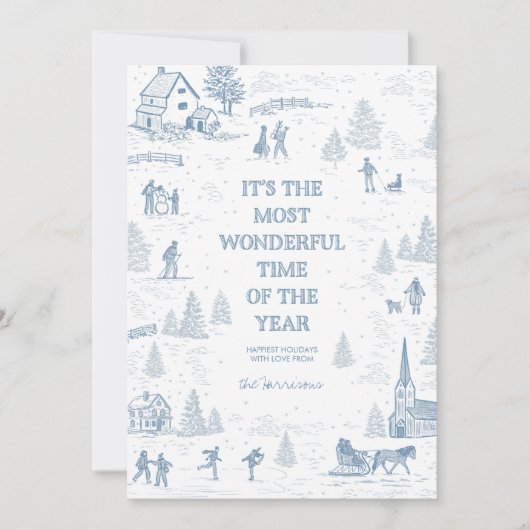 Toile Pattern Winter Wonderland Holiday Card 招待状 (正面)