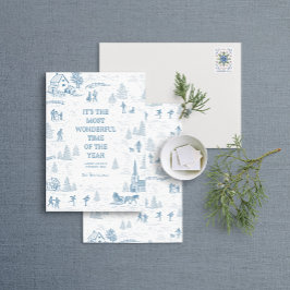 Toile Pattern Winter Wonderland Holiday Card 招待状