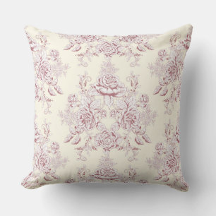Toile peony、センターリピート、パターン、パステルカラー クッション