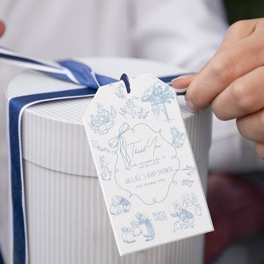 Toile Peter the Rabbit Beatrix Baby Shower ギフトタグ