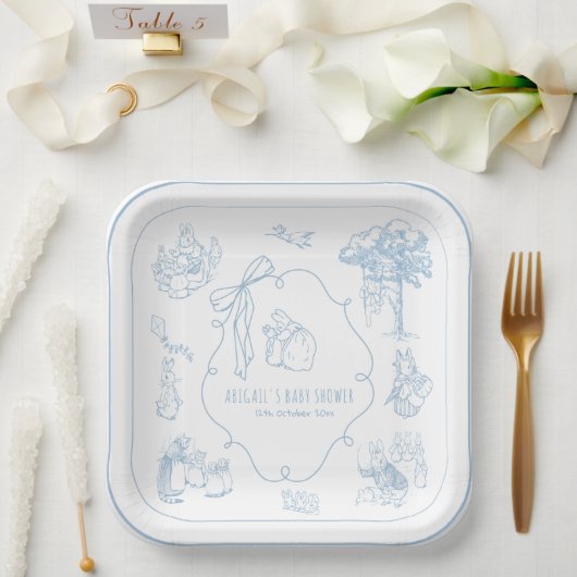 Toile Peter the Rabbit Beatrix Baby Shower ペーパープレート (ウェディング)