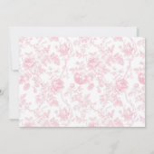 Toile Pink Bow Chinoiserie 1stバースデーフォト 招待状 (裏面)