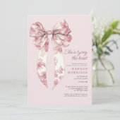 Toile Pink Coquette Bow Bridal Shower 招待状 (スタンド正面)