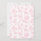 Toile Pink Girl Baptism Safari Chinoiserie 招待状 (裏面)