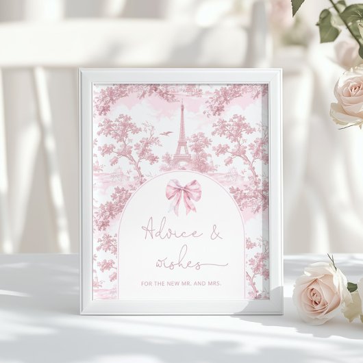 Toile pink Paris advice and wishes for Newlyweds ポスター