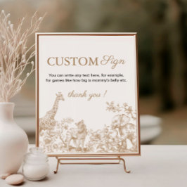 Toile Safari Baby Shower Custom Text Sign ポスター