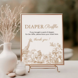 Toile Safari Baby Shower Diaper Raffle Sign ポスター