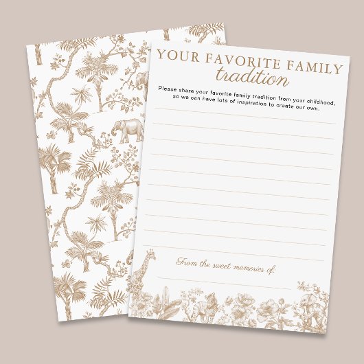 Toile Safari Baby Shower Family Traditions Card 招待状