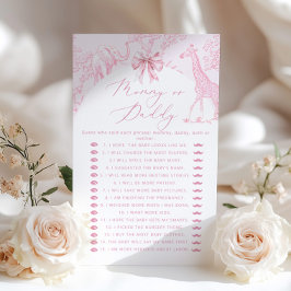 Toile Safari Mommy or daddy baby shower game