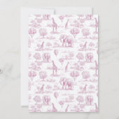 Toile Safari Pink Baby Shower Invitation Animal 招待状 (裏面)
